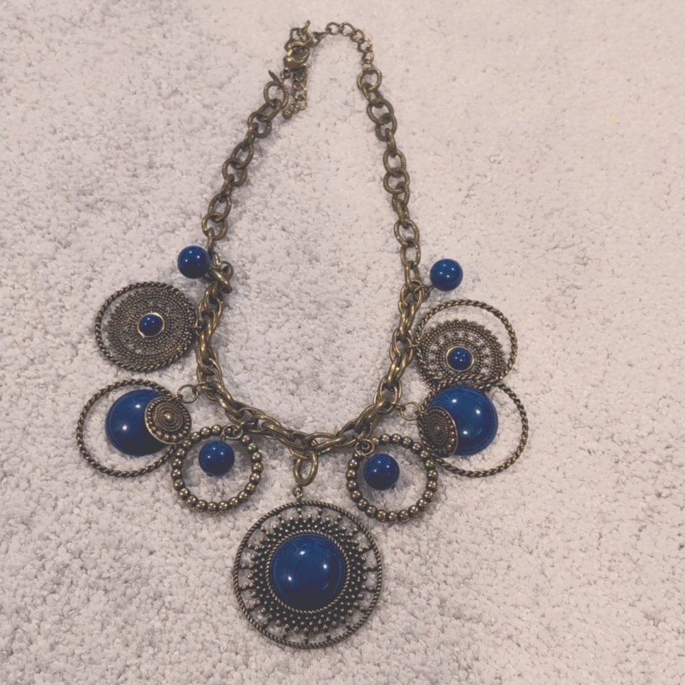 Blue costume necklace